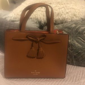 Small Kate Spade satchel purse in camel.
